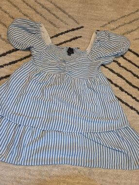 Lumiere Blue and White Striped Mini Dress